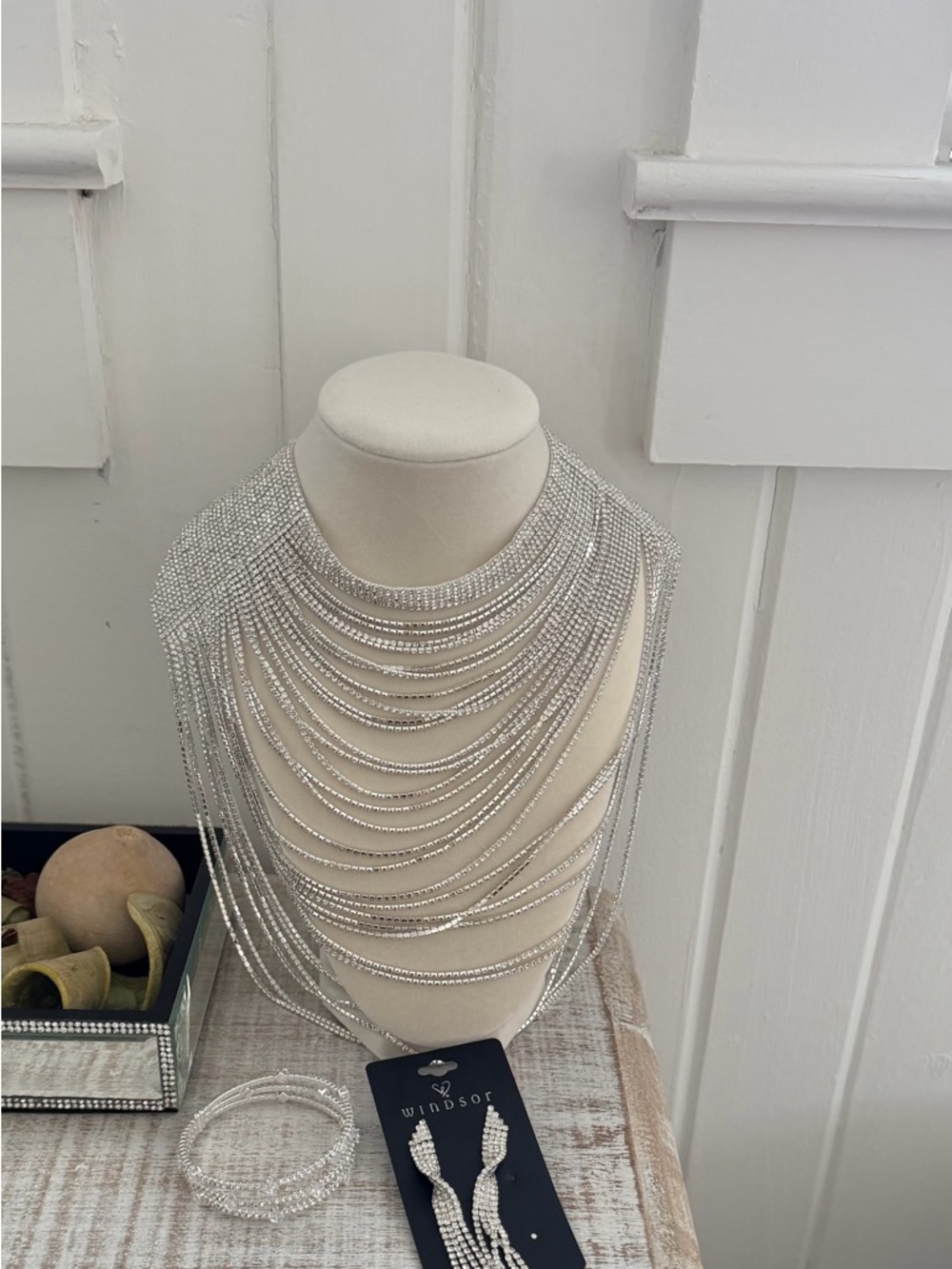 Windsor Crystal-Embellished Layered Silver Necklace